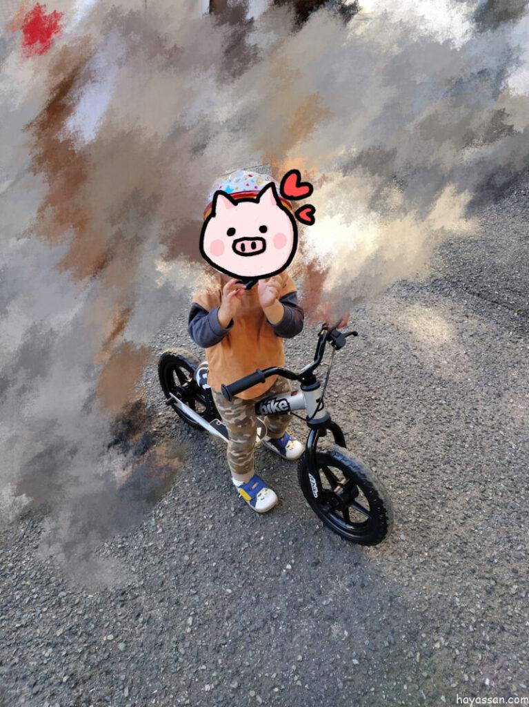 d-bike(バランスバイク)に乗る息子